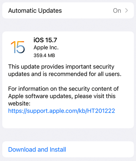 Source: Apple support for updating iPhone or iPad. 