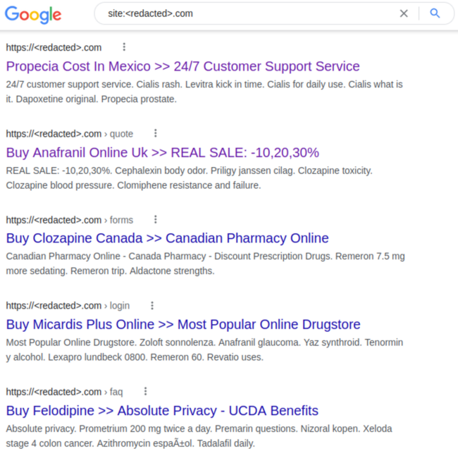 Polluted search results from pharmaspam