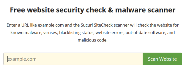 Remote website scan with SiteCheck