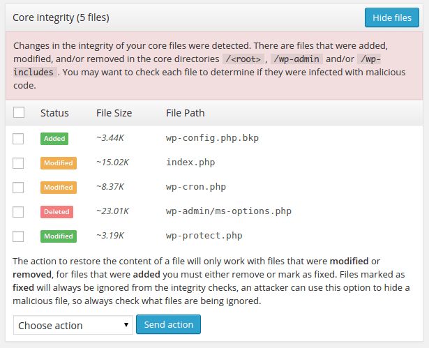 Checking for recent file changes with Sucuri Plugin.