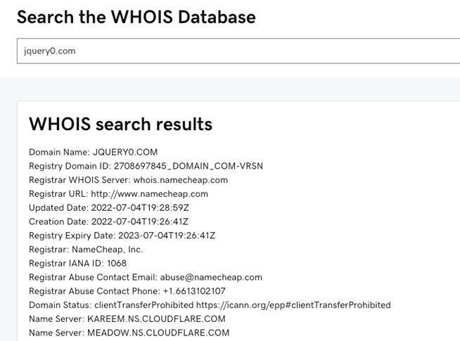 WHOIS results for jQuery0 domain