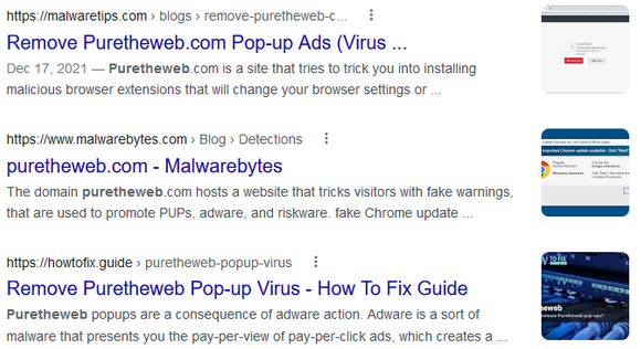 Google Search results for Puretheweb