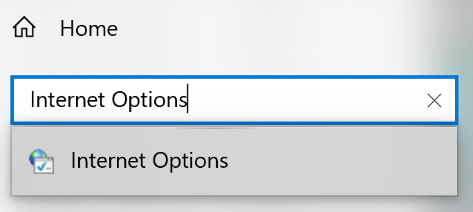 Internet options drop down menu