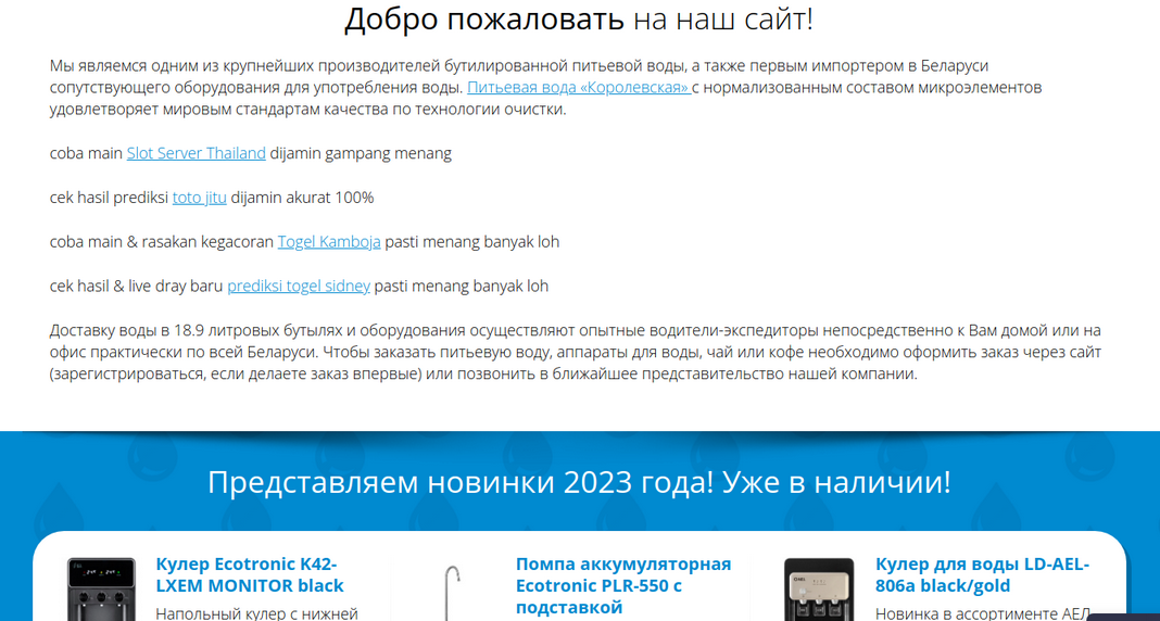 Welcome to our site SEO spam for Belarussian water company
