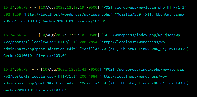 Example of a website server log.