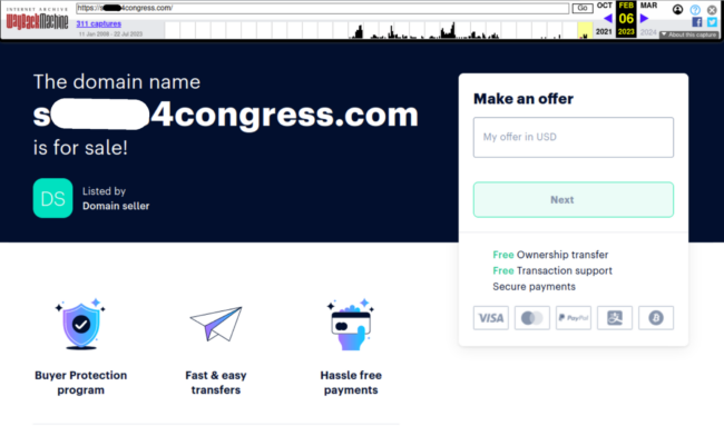 The domain name 4congress.com is for sale.