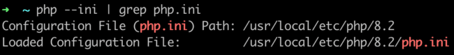 A list of all actively used php.ini files along with their locations in the command line.