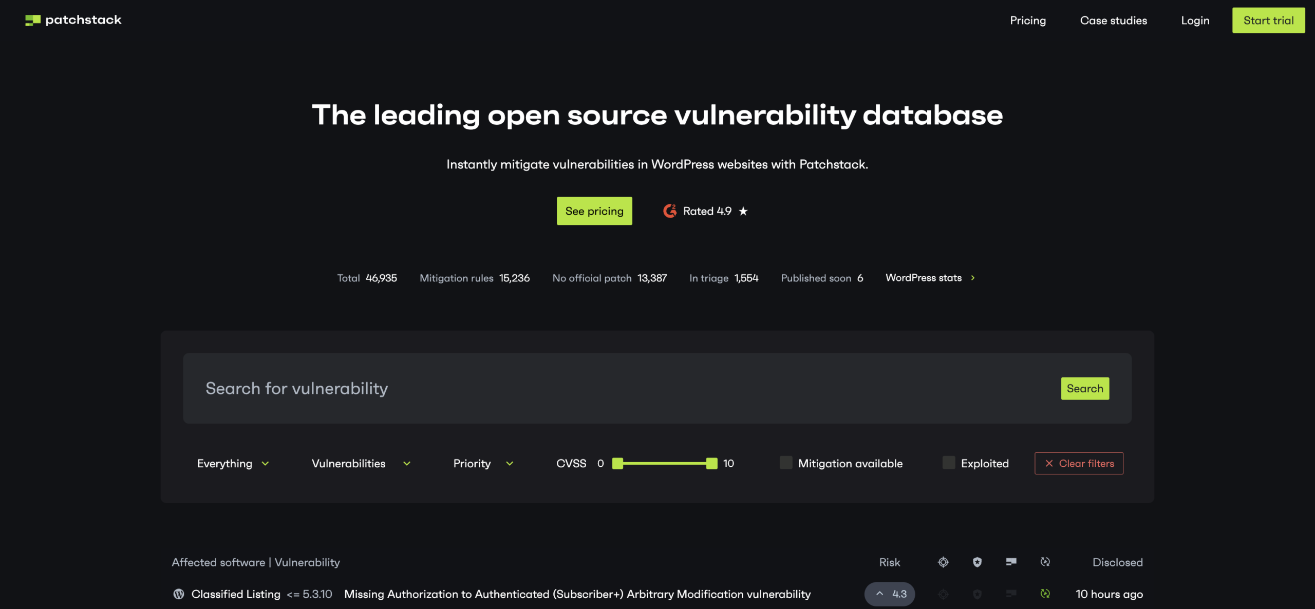 Patchstack - WordPress Vulnerability Scanner
