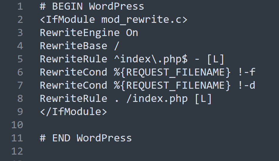 Example of an .htaccess file in WordPress