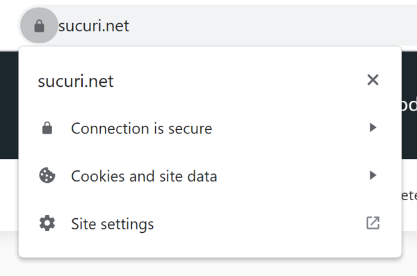 Example of a website URL with connection is secure message