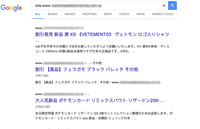 Example of Japanese SEO spam in search results. 