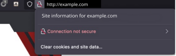 Example of Not Secure warning in browser. 