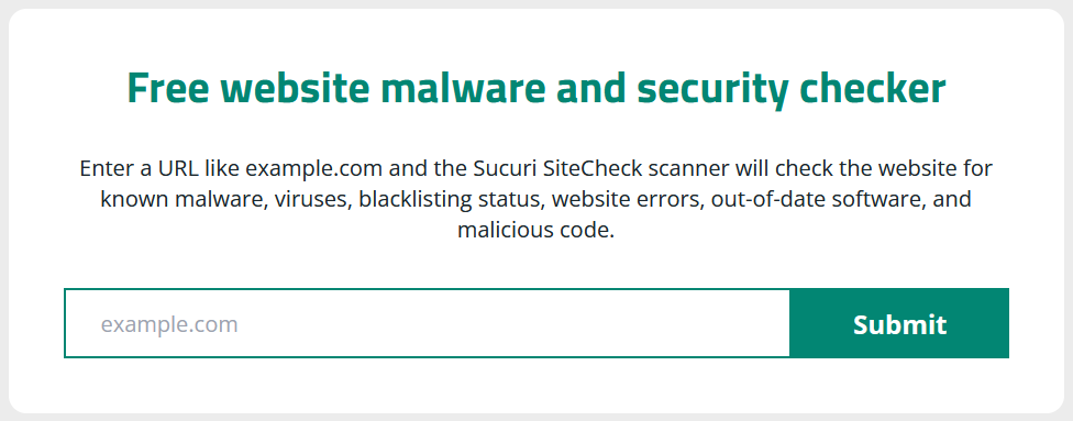 Sucuri SiteCheck Remote Website Checker