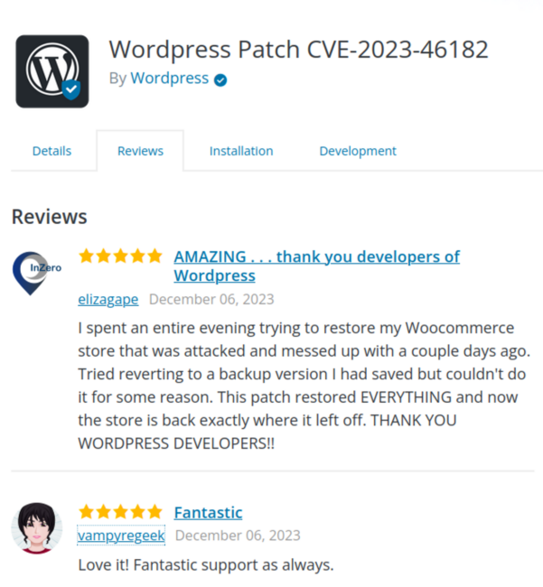 bad actors replaced Jetpack with WordPress Patch CVE-2023-46182 reviews