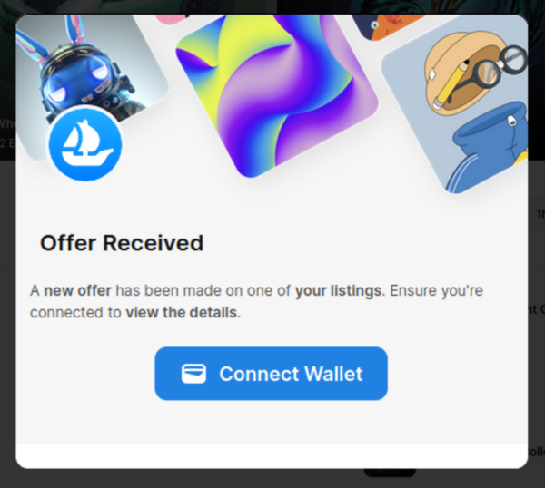 connect wallet offer received a new offer has been made