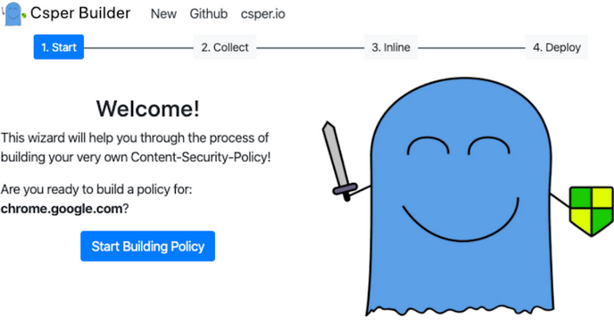 Content Security Policy (CSP) Generator for Chrome builder setup. 