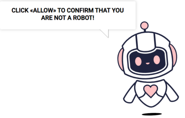 Click allow to confirm you're not a robot landing page content