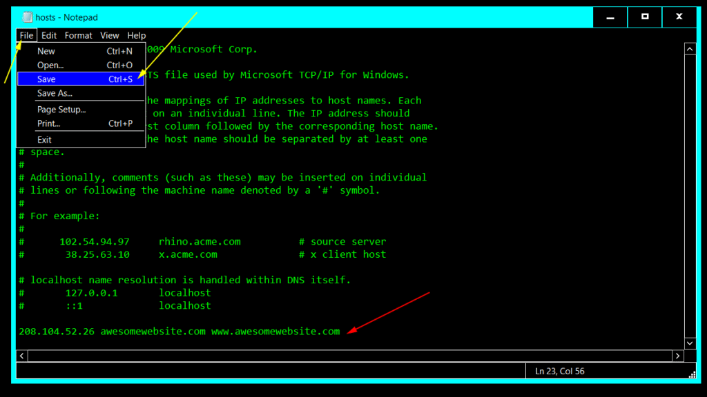 Updated hosts file