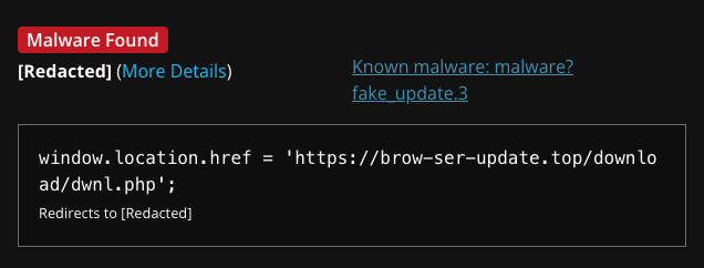 SiteCheck detection for fake browser update