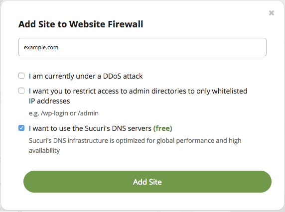 Add a site to the Sucuri website firewall