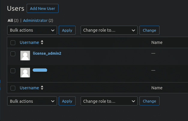 Malicious admin user license_admin2