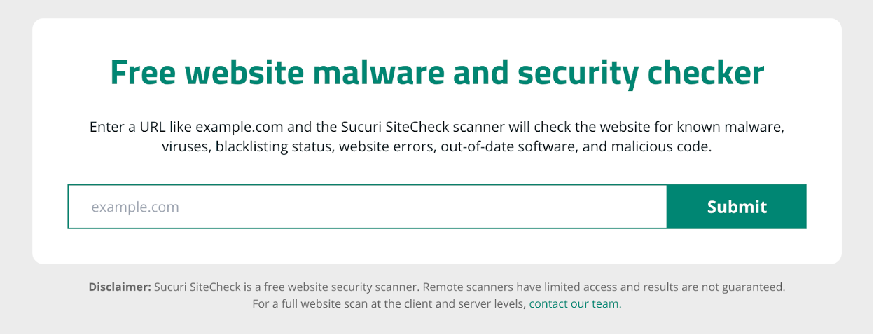 SiteCheck scanner