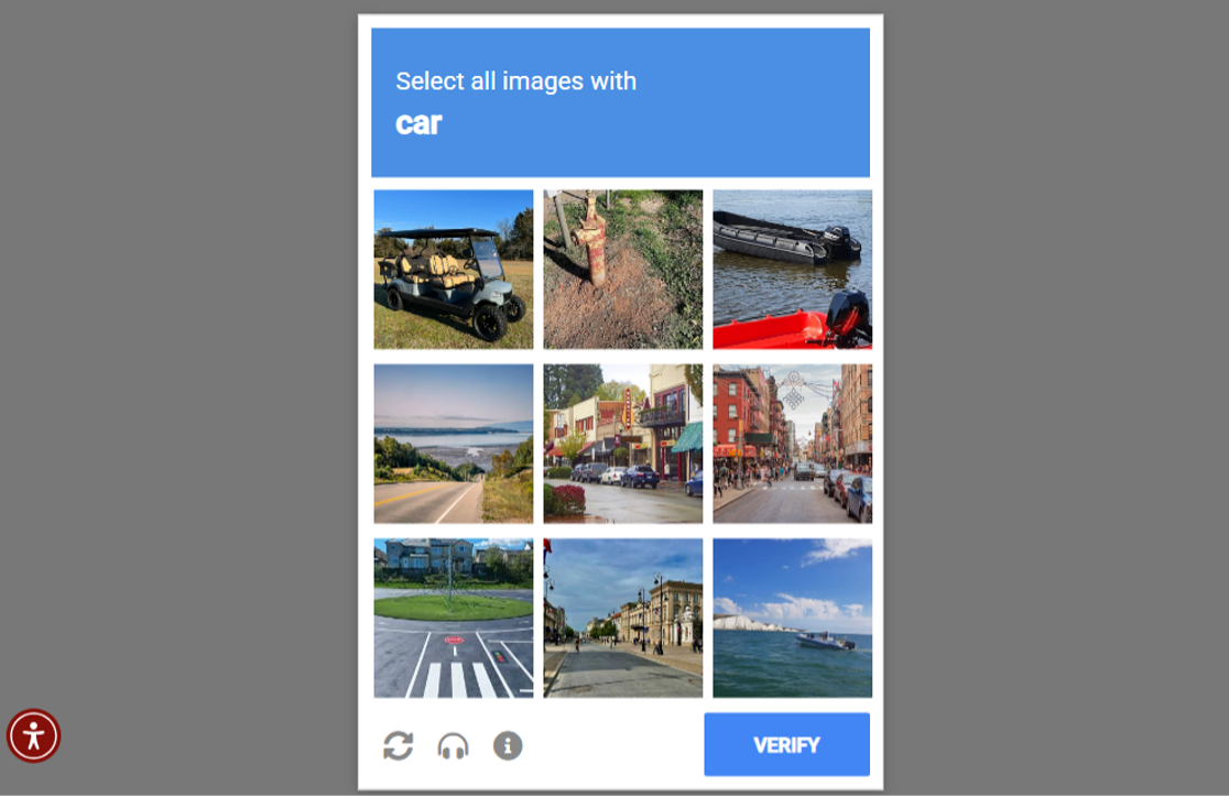 fake recaptcha select images