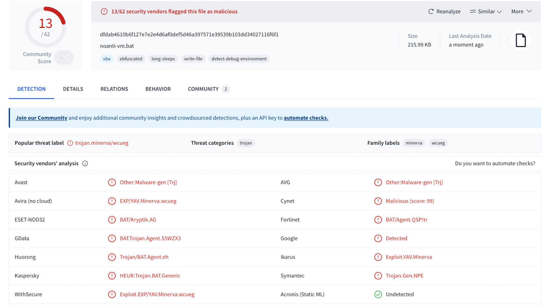 RAT malware file VirusTotal