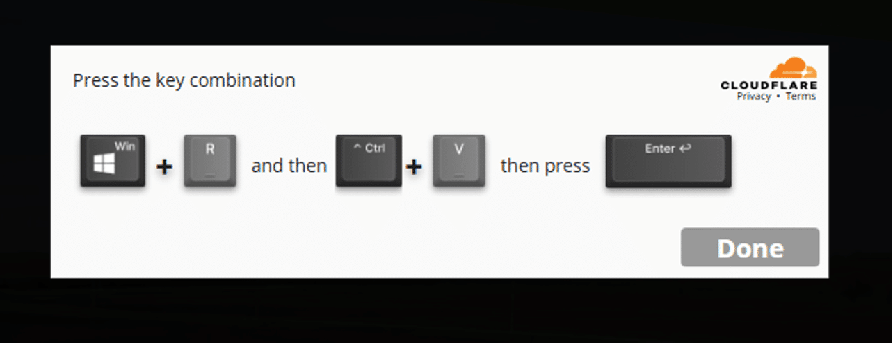 fake cloudflare popup command instruction