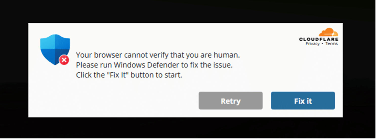 fake cloudflare popup
