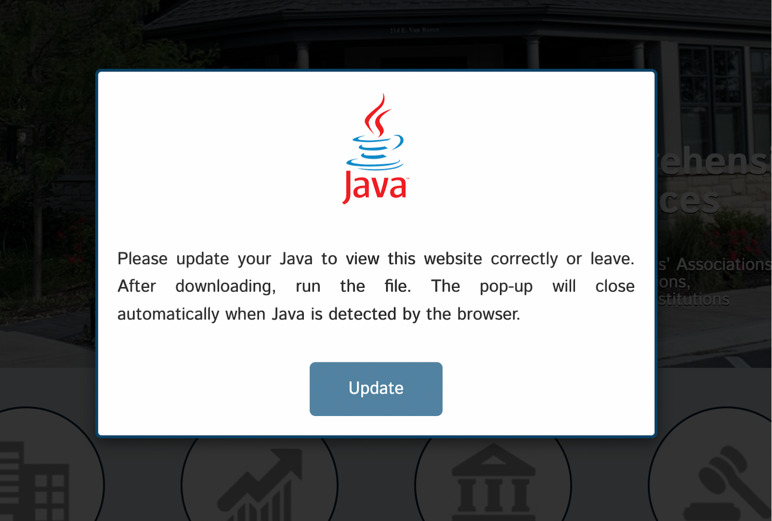 fake java popup