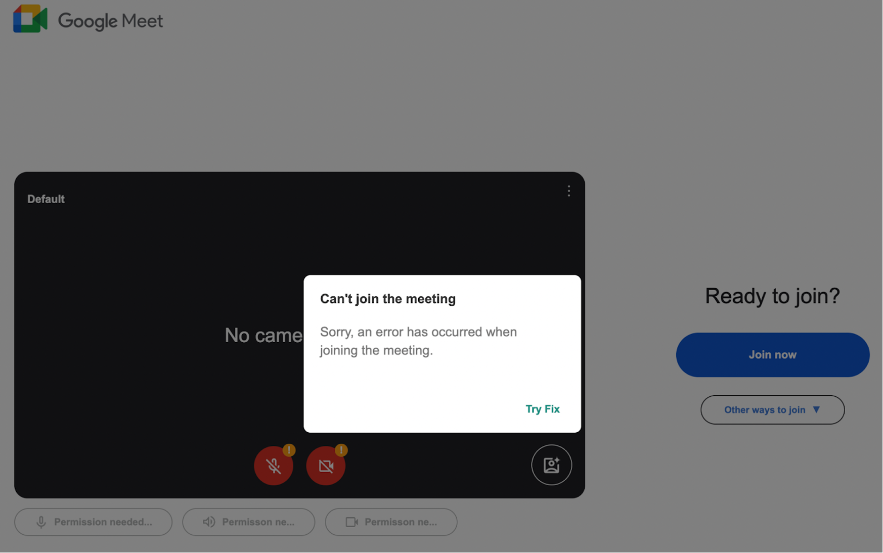 fake join meeting error