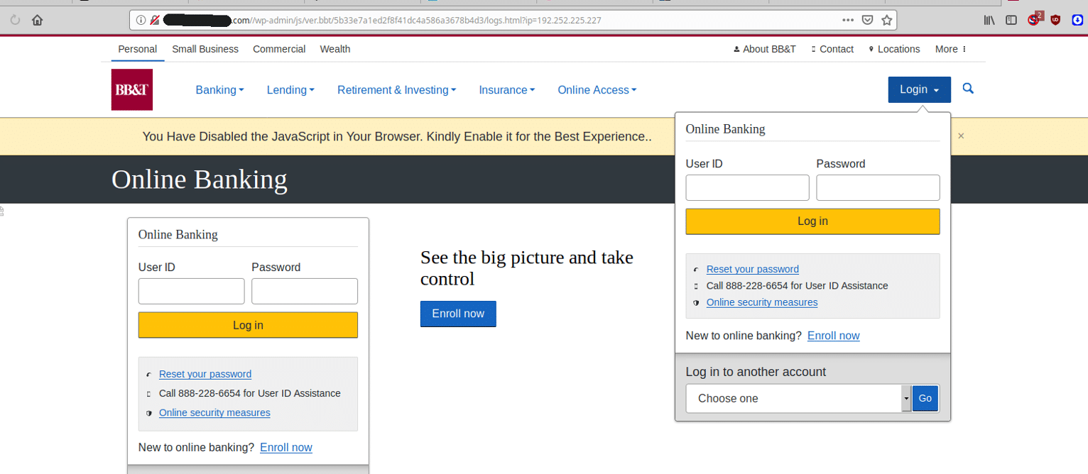 phishing page