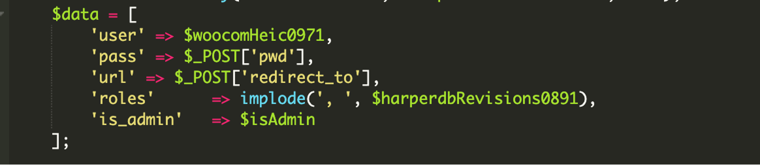 data array from user login details