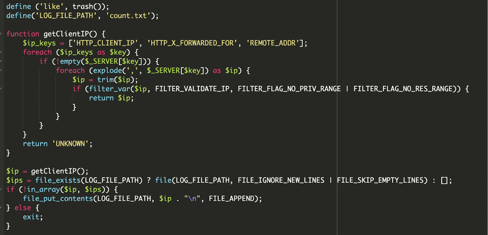 IP tracking to avoid repetition
