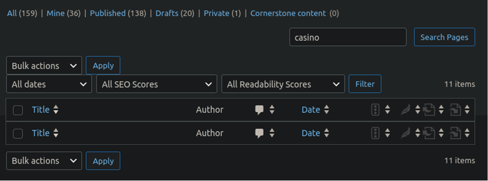 posts not found in wp admin