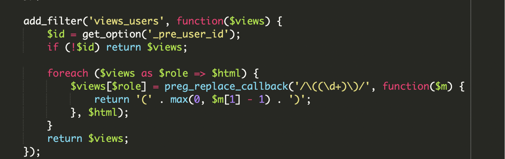 Hiding the User from Admin Views