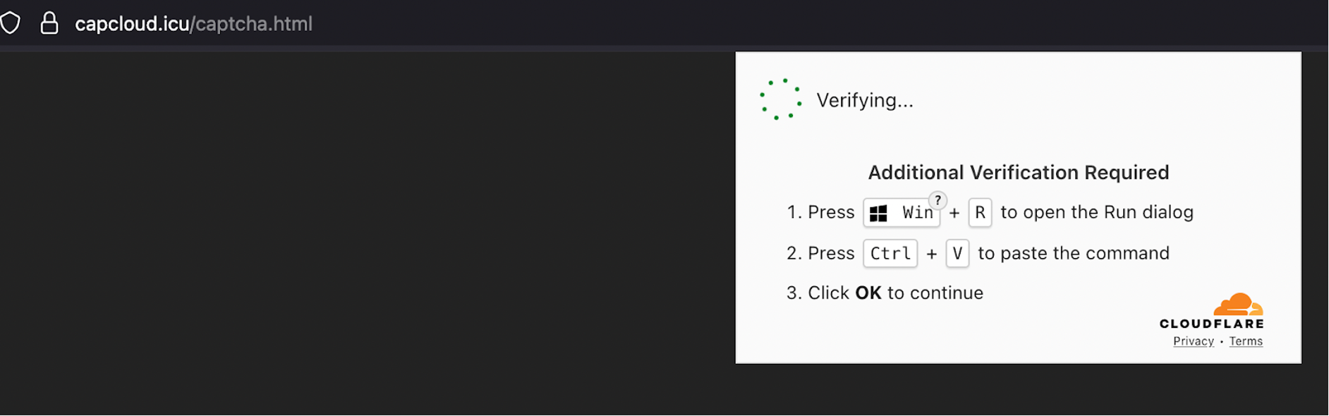 fake cloudflare verification verifying
