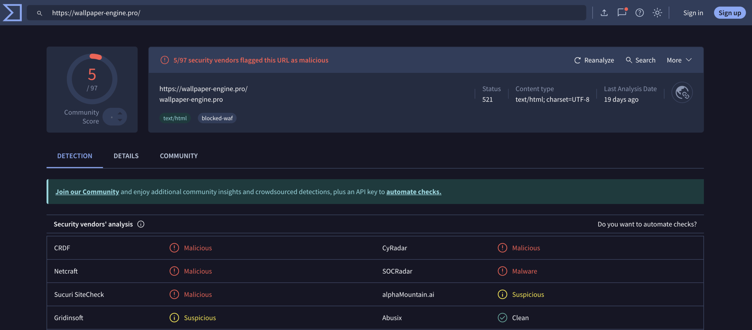 wallpaper-engine VirusTotal