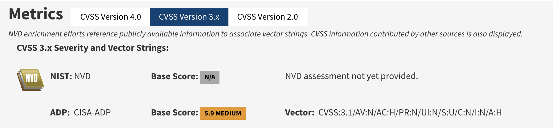 NVD CVSS metrics