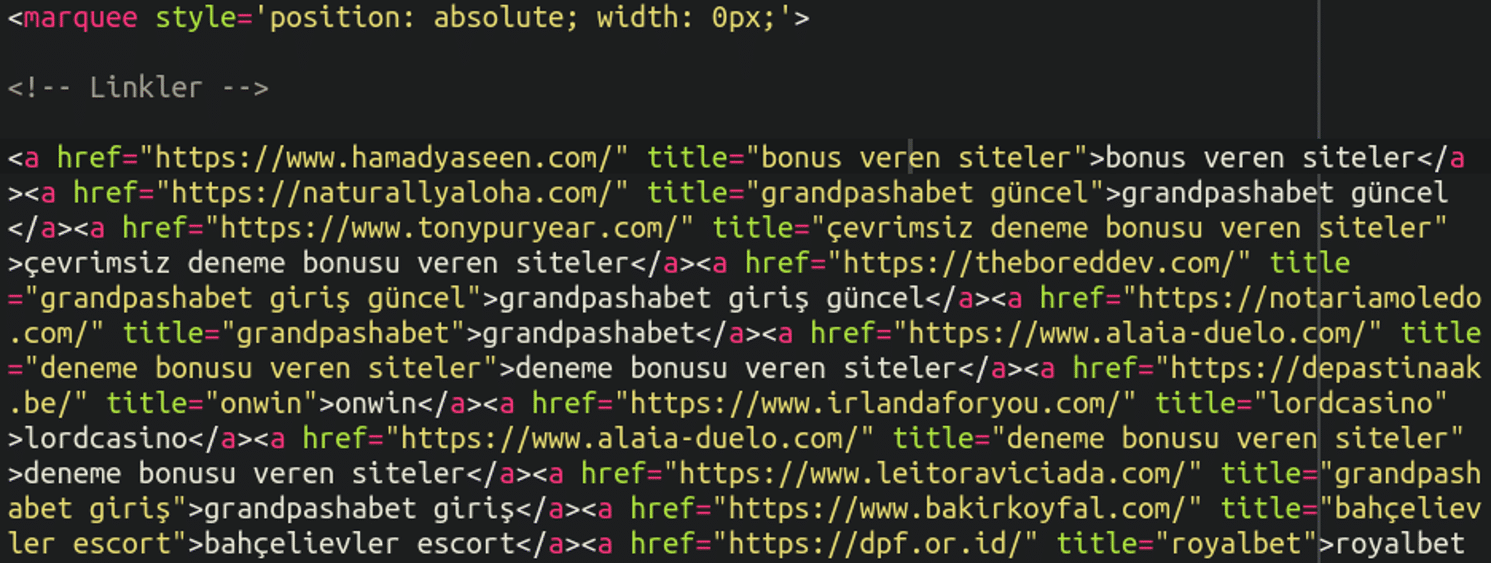 hidden SEO spam links