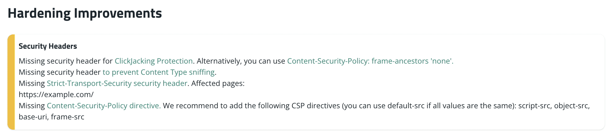 SiteCheck security header flags